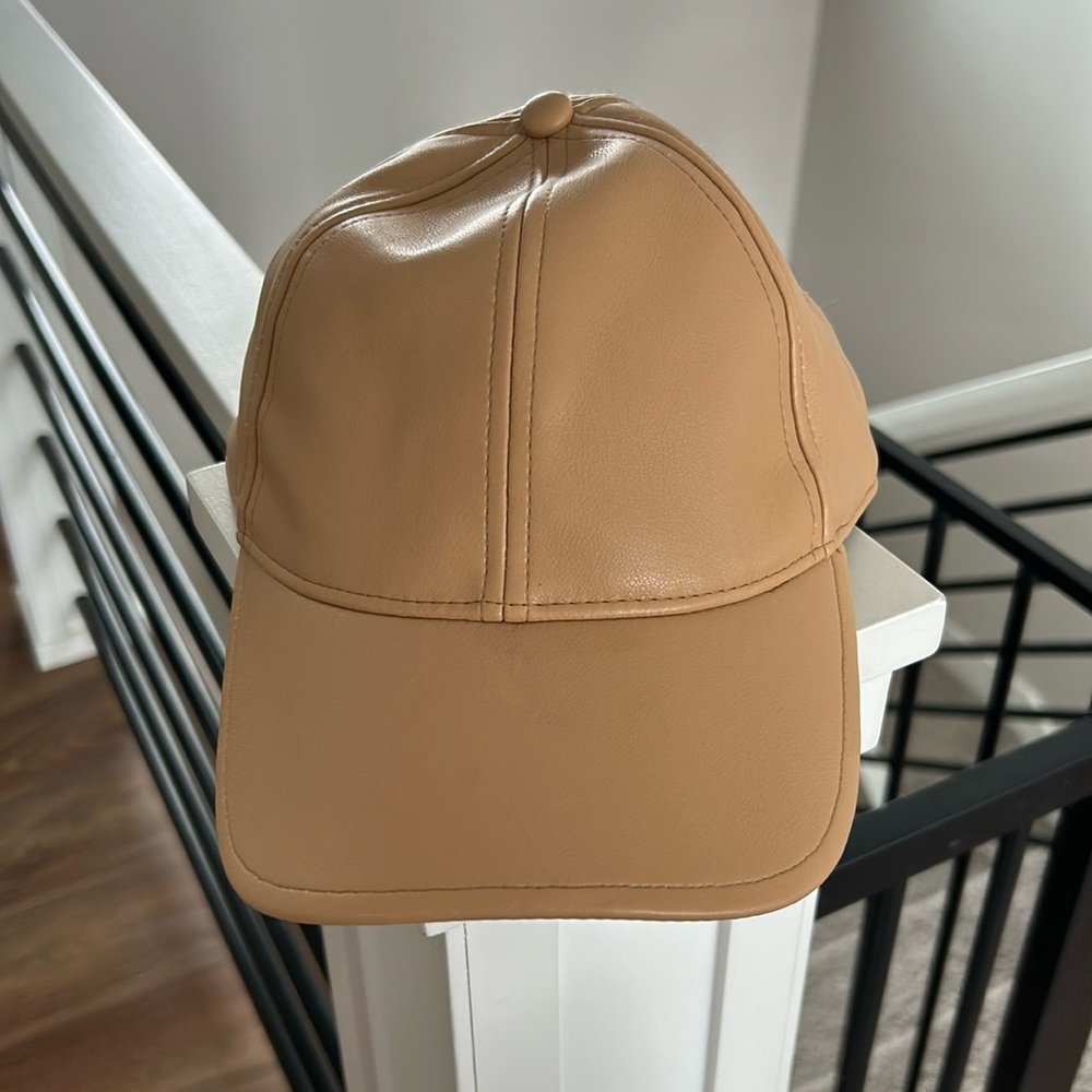 Abercrombie faux leather baseball hat